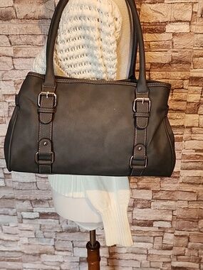 Croft & Barrow Classic Women's Gray Faux Leather Sholder  Bag